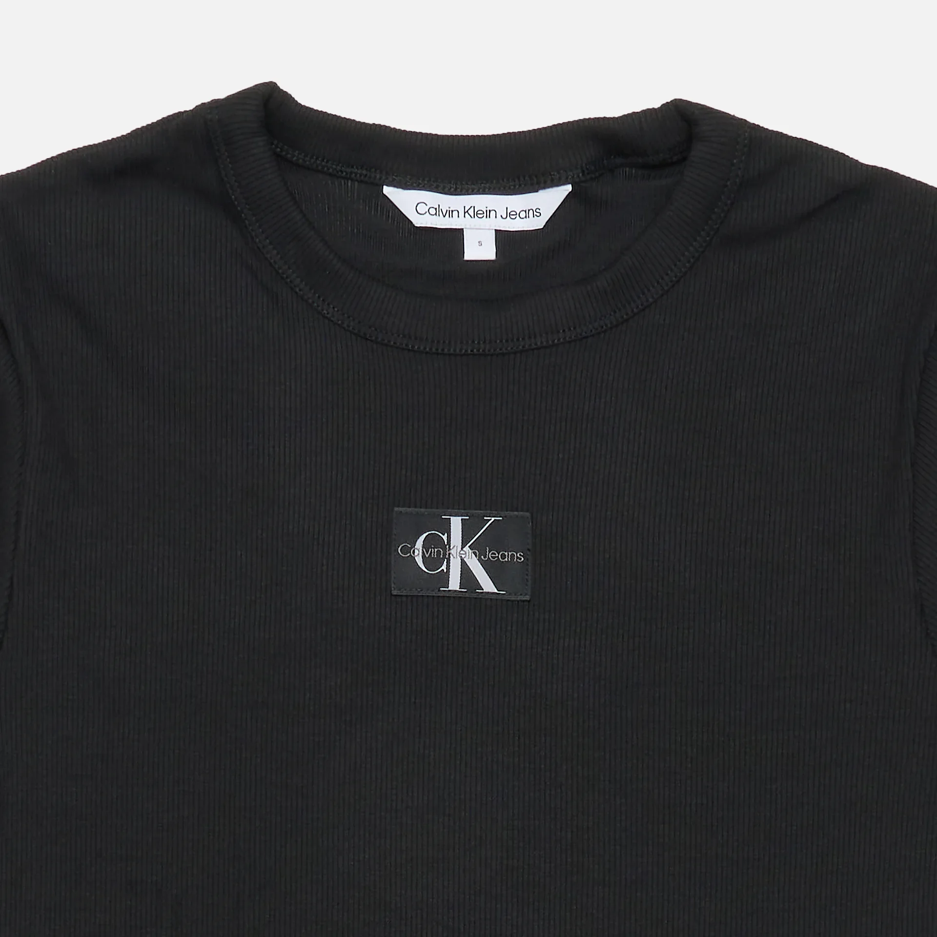 Calvin Klein Jeans Woven Label Rib Regular Tee CK Black