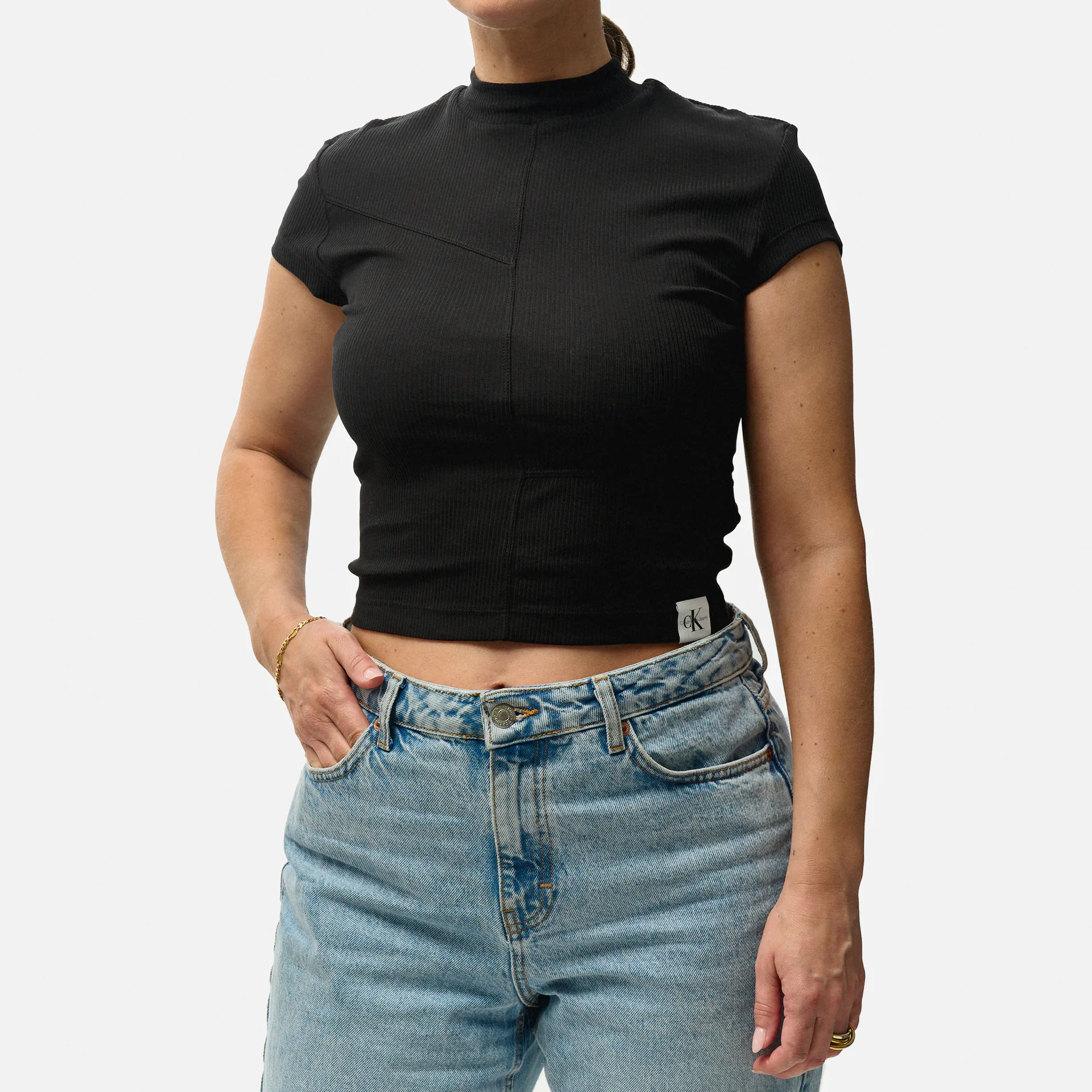 Calvin Klein Jeans Seaming Rib Slim T-Shirt Black