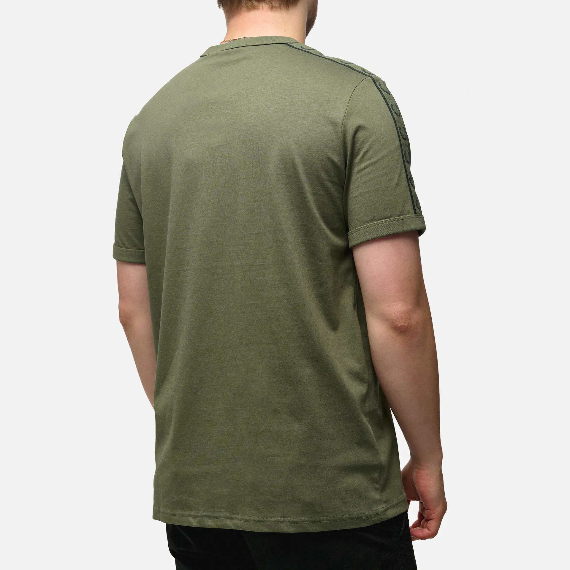 Fred Perry Contrast Tape Ringer T-Shirt Laurel Wreath Green/Night Green