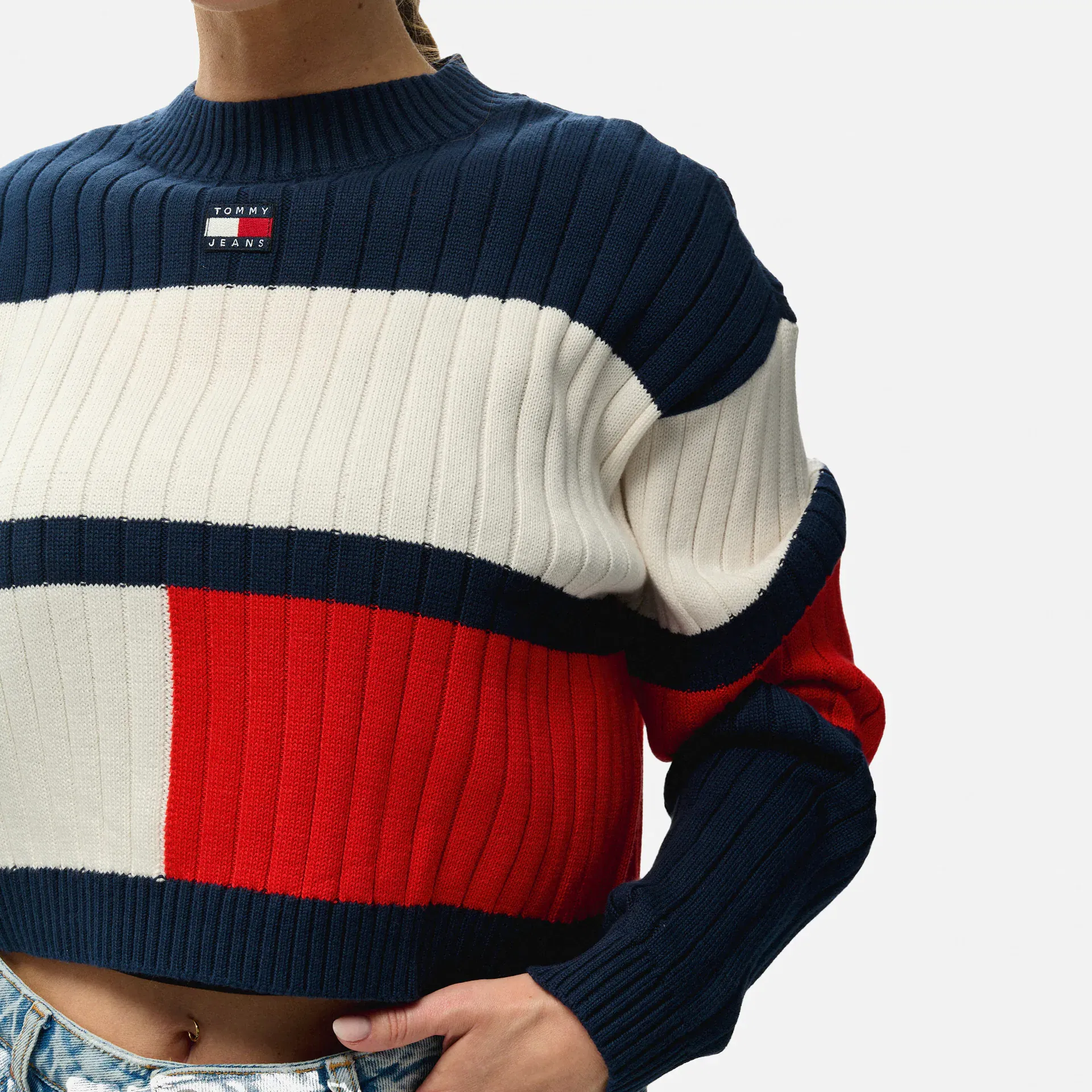 Tommy Jeans Colorblock Badge Sweater Ancient White/Multi