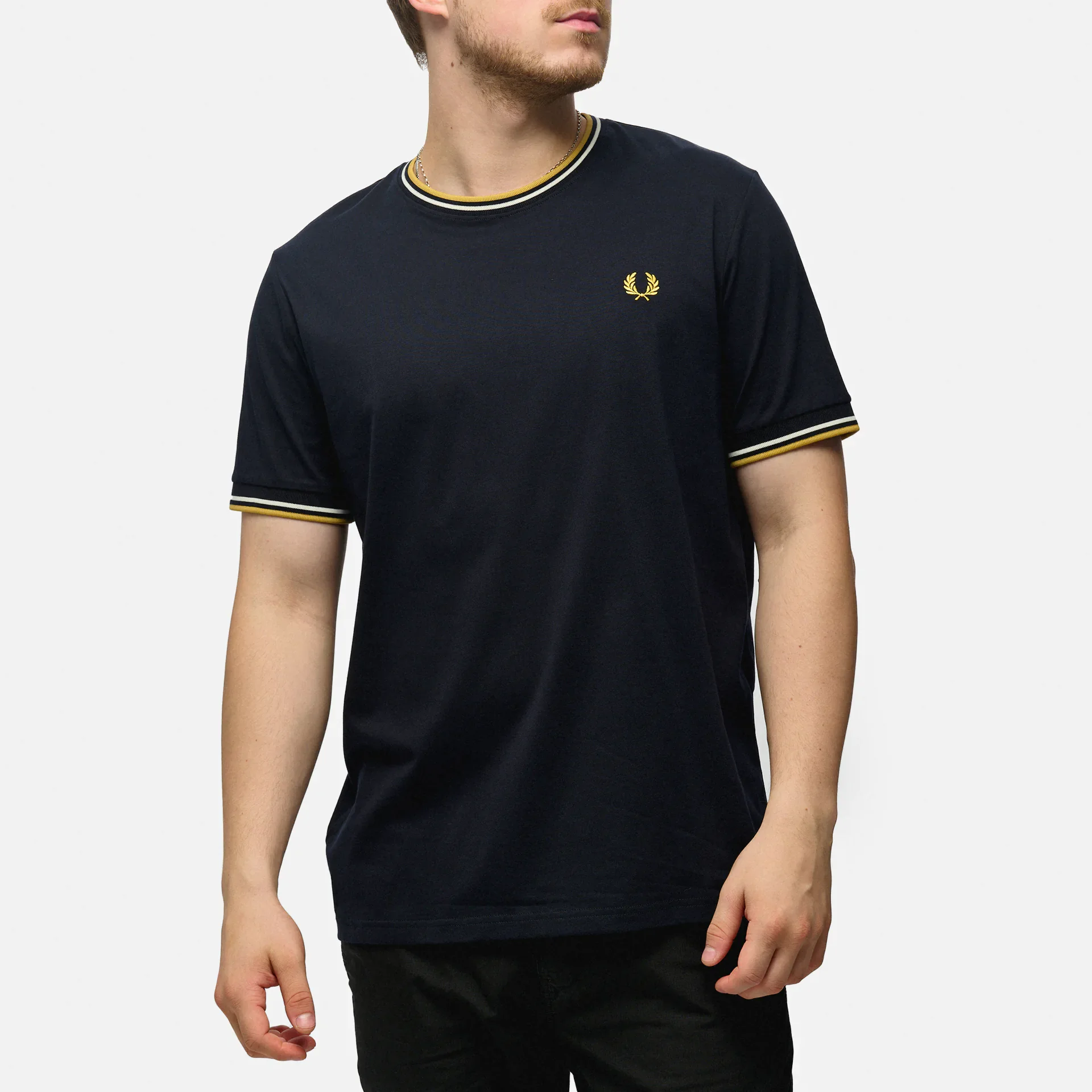 Fred Perry Twin Tipped T-Shirt Navy/Ecru/Honeycomb