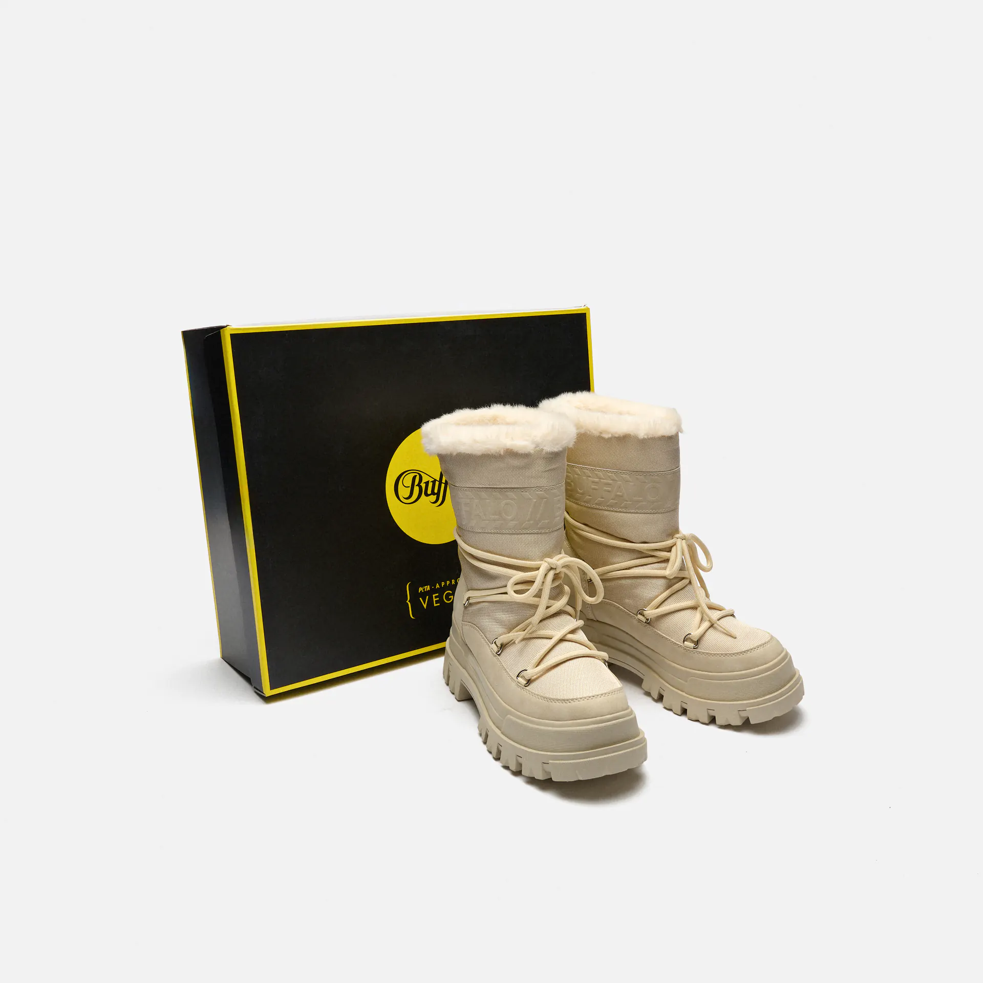 Buffalo Aspha Blizzard 2 Vegan Nylon/Nubuck Boots Cream