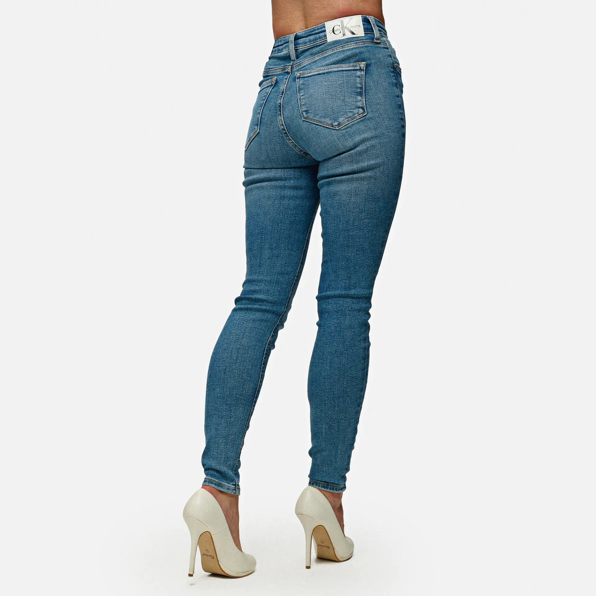 Calvin Klein Jeans High Rise Super Skinny Ankle Jeans Denim Light